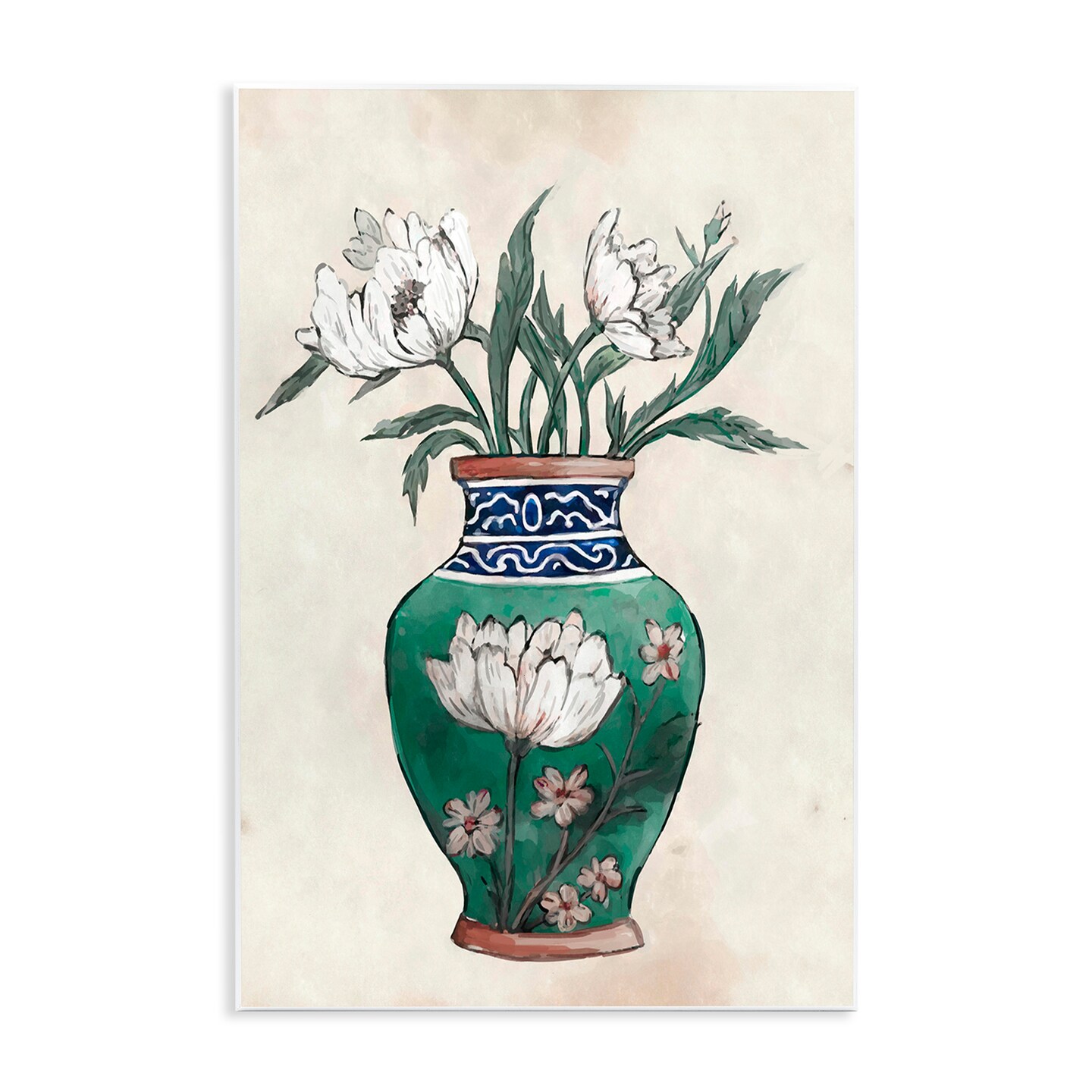 Stupell Industries Floral Oriental Vase Wall Plaque Art