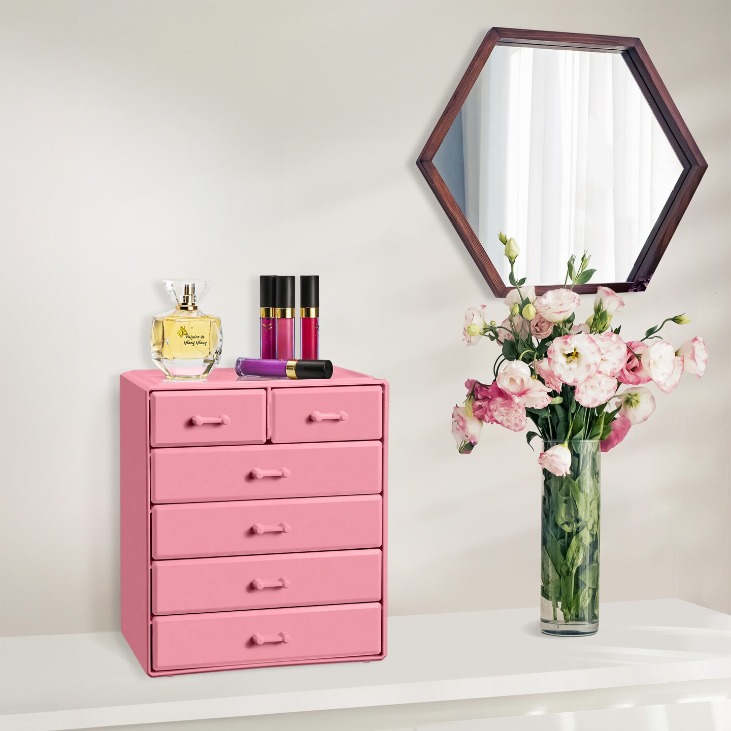 Sorbus Acrylic Makeup Organizer - Organization and Storage Case for Cosmetics, Skin Care, Make Up, & Jewelry with 4 Large, 2 Small Drawers