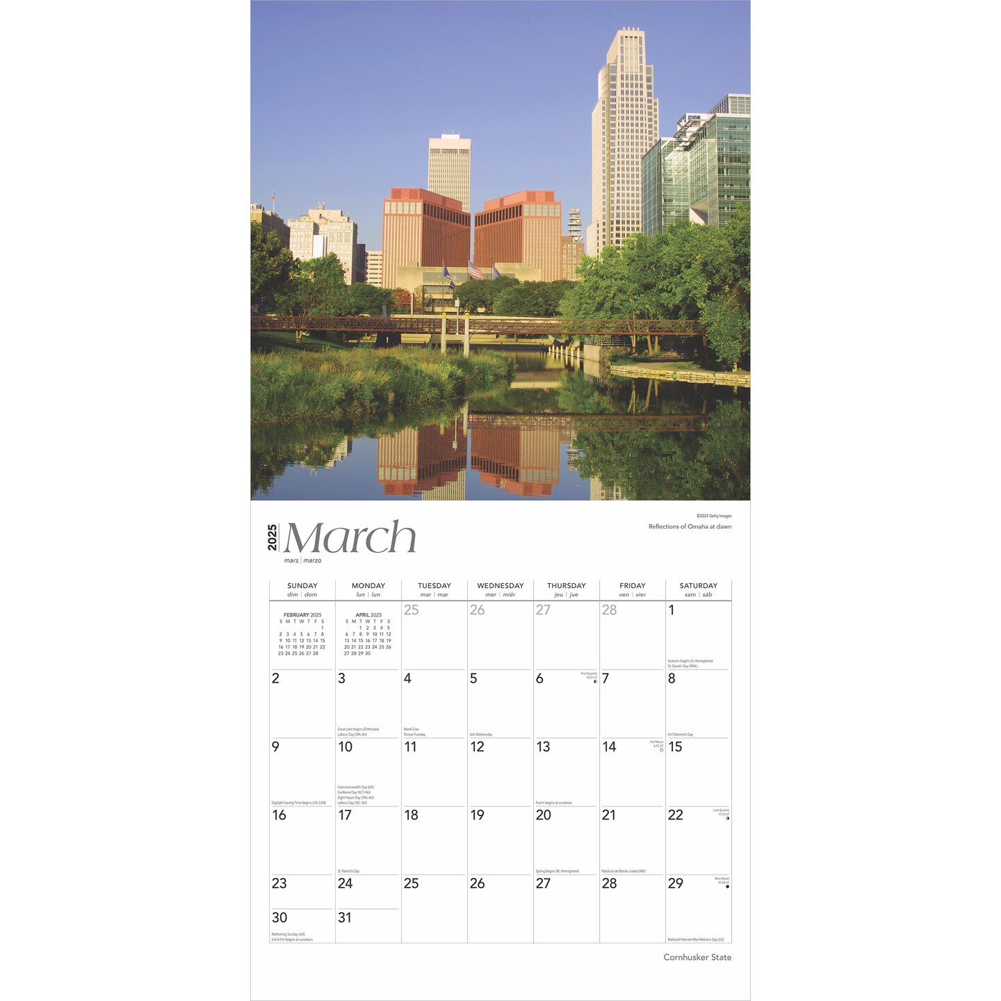 Cornhusker State | Nebraska Places | 2025 12 x 24 Inch Monthly Square Wall Calendar | Plastic-Free | BrownTrout | USA United States of America Midwest State Nature