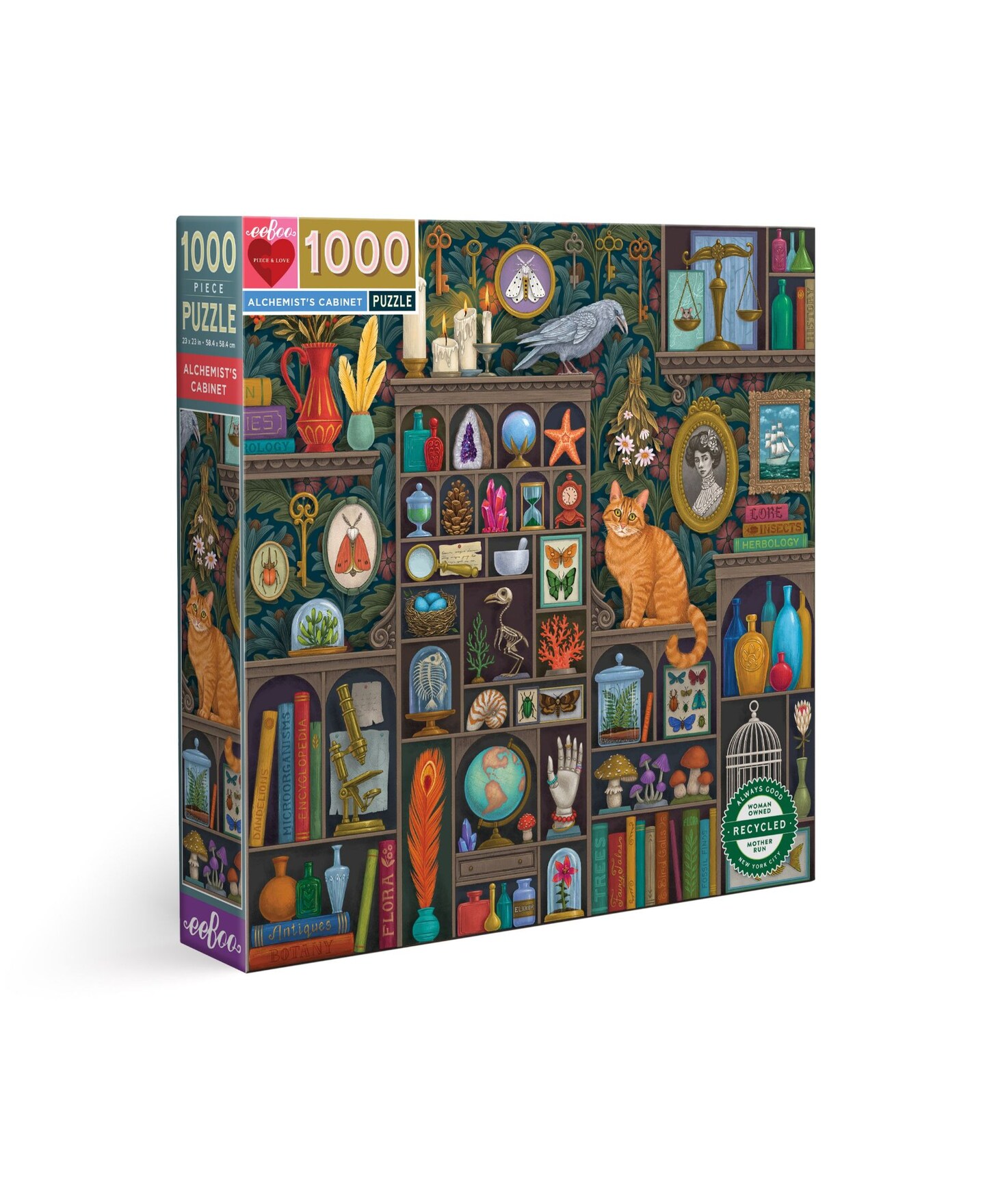 eeBoo Piece and Love Alchemist Cabinet 1000 Piece  Square Jigsaw  Puzzle, 23&#x22; x 23&#x22; square by Illustrator Vasilisa Romanenko, Ages 14 and Up