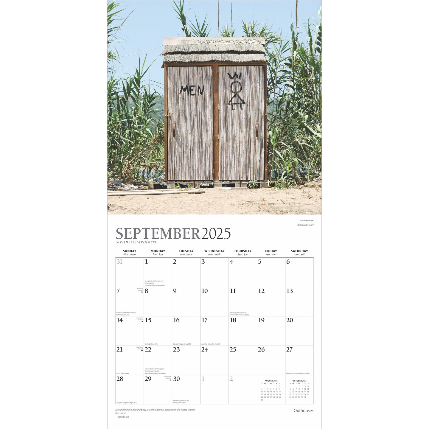 Outhouses | 2025 12 x 24 Inch Monthly Square Wall Calendar | Foil Stamped Cover | Plato | Toilette Latrine Bog Humor