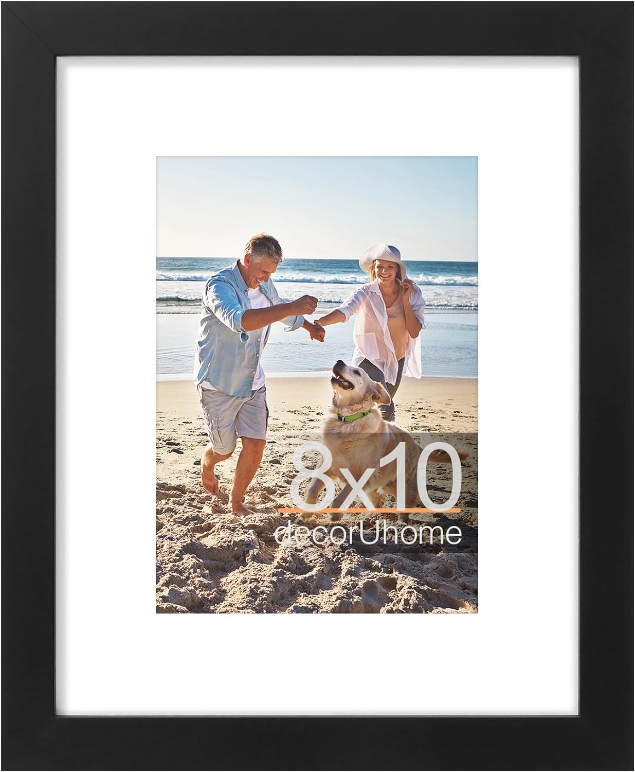 8x10 Picture Frame, Display Pictures 5x7 with Mat or 8x10 without Mat, Black Engineered Wood Photo Frame with Plexiglass for Wall and Tabletop Display, Picture Frames 8x10.