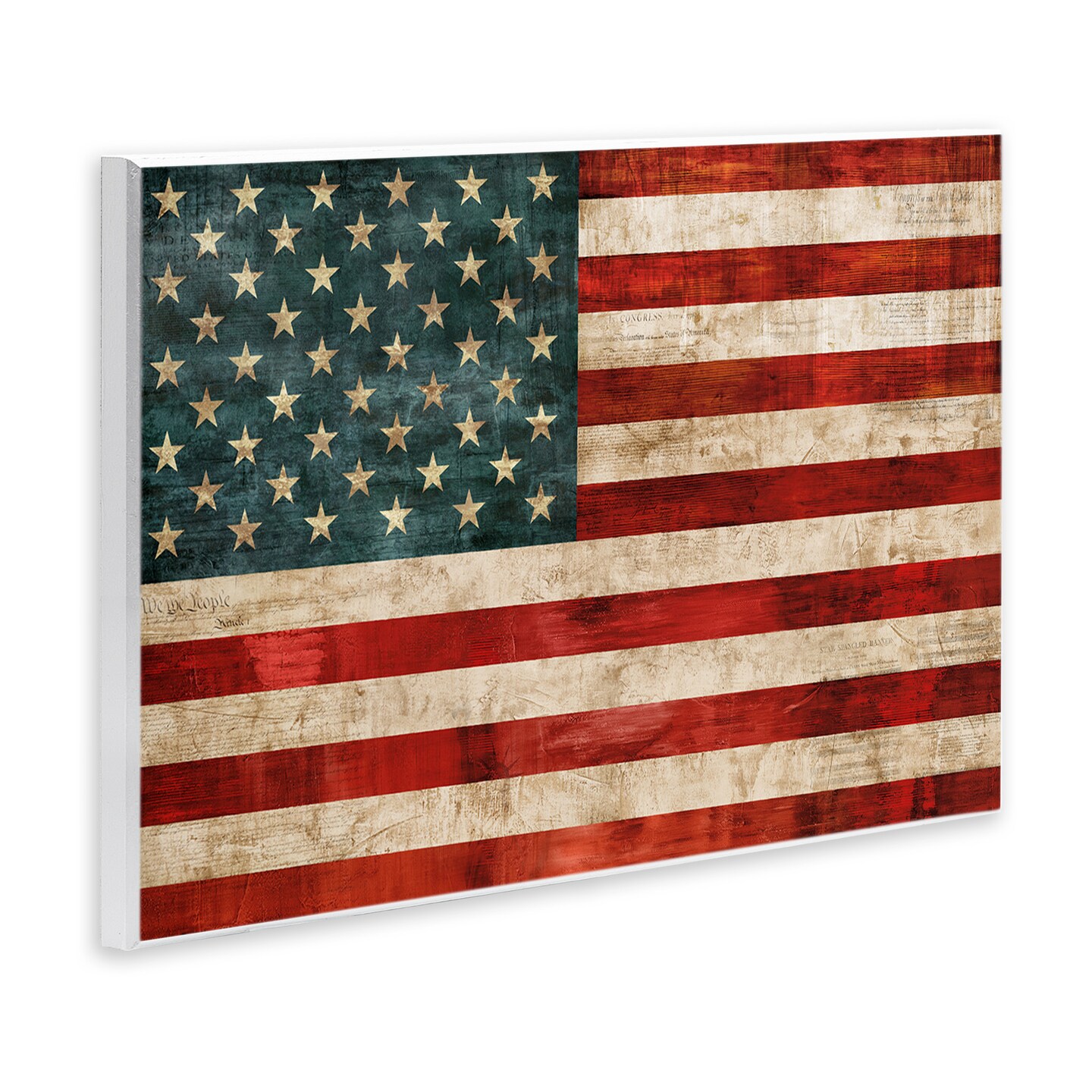 Stupell Industries US American Flag Rustic Pattern Wall Plaque Art