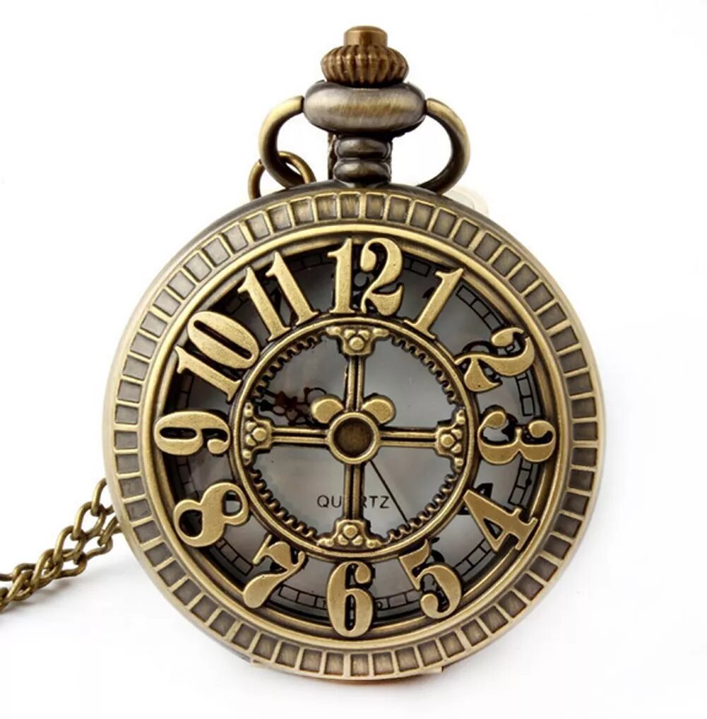 Kitcheniva Retro Antique Bronze Skull Shaped Pocket Watch