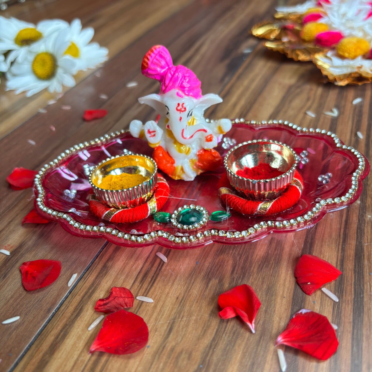 Ganesha Haldi Kumkum Holder Thali, Pooja Return Gift, Indian Housewarming Gifts, Shivratri, Wedding Favor, Navarathri Favors, Baby Shower