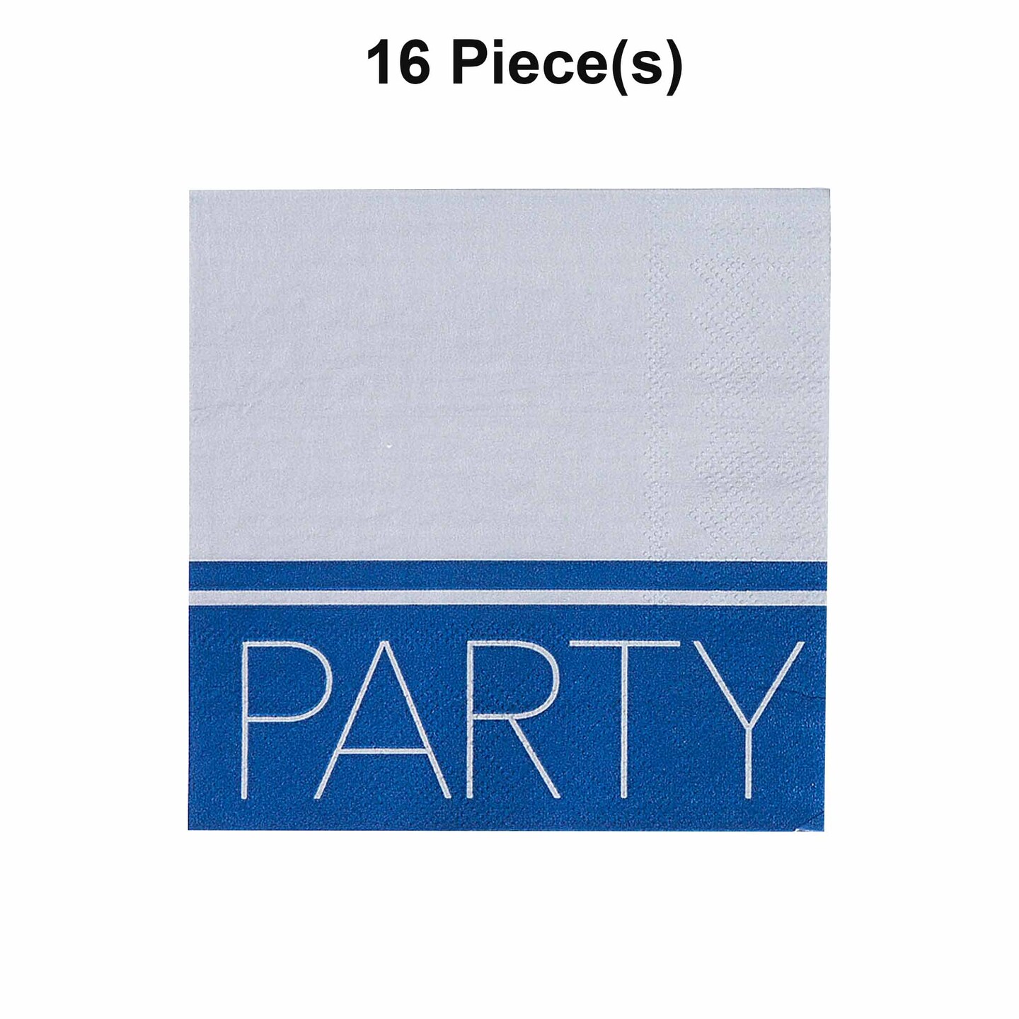 Happy Birthday Party Blue &#x26; Silver Beverage Napkins - 16 Ct.