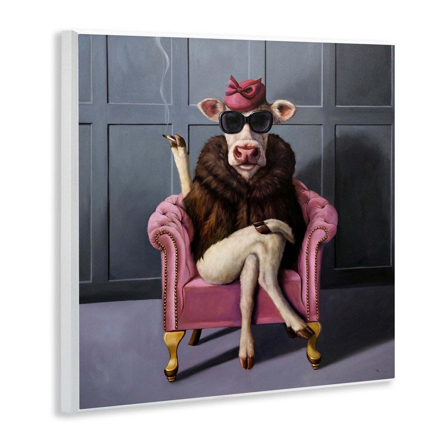 Stupell Industries Chic Pink Glam Fashionable Cow Wall Plaque Art