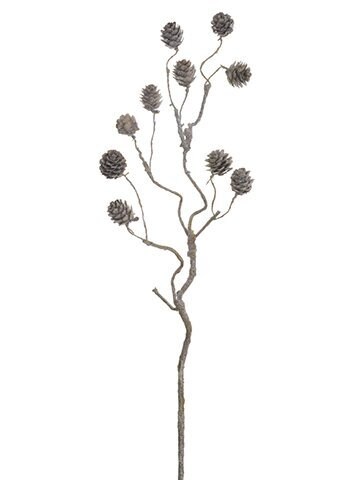 Allstate Flocked Pine Cone Artificial Christmas Spray - 19" - Brown and White