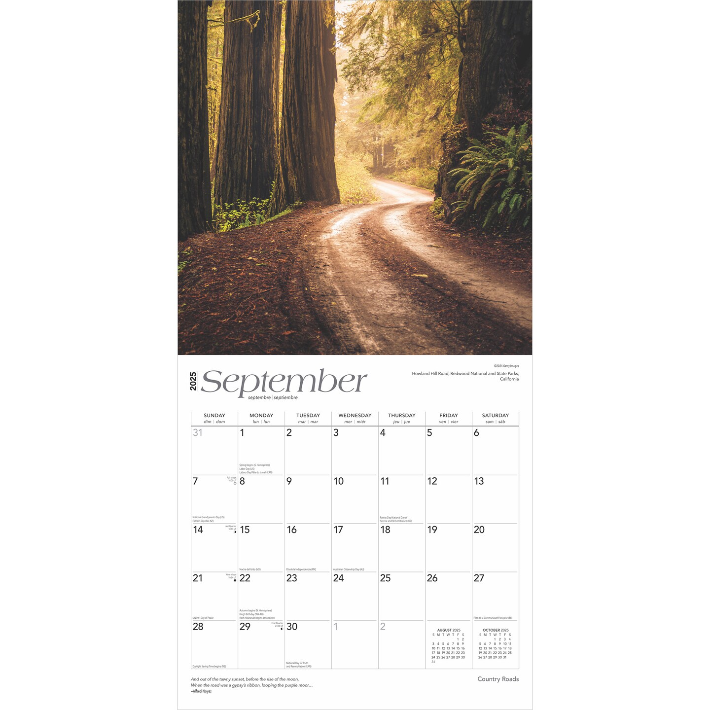 Country Roads | 2025 12 x 24 Inch Monthly Square Wall Calendar | Plastic-Free | BrownTrout | USA United States of America Scenic Rural