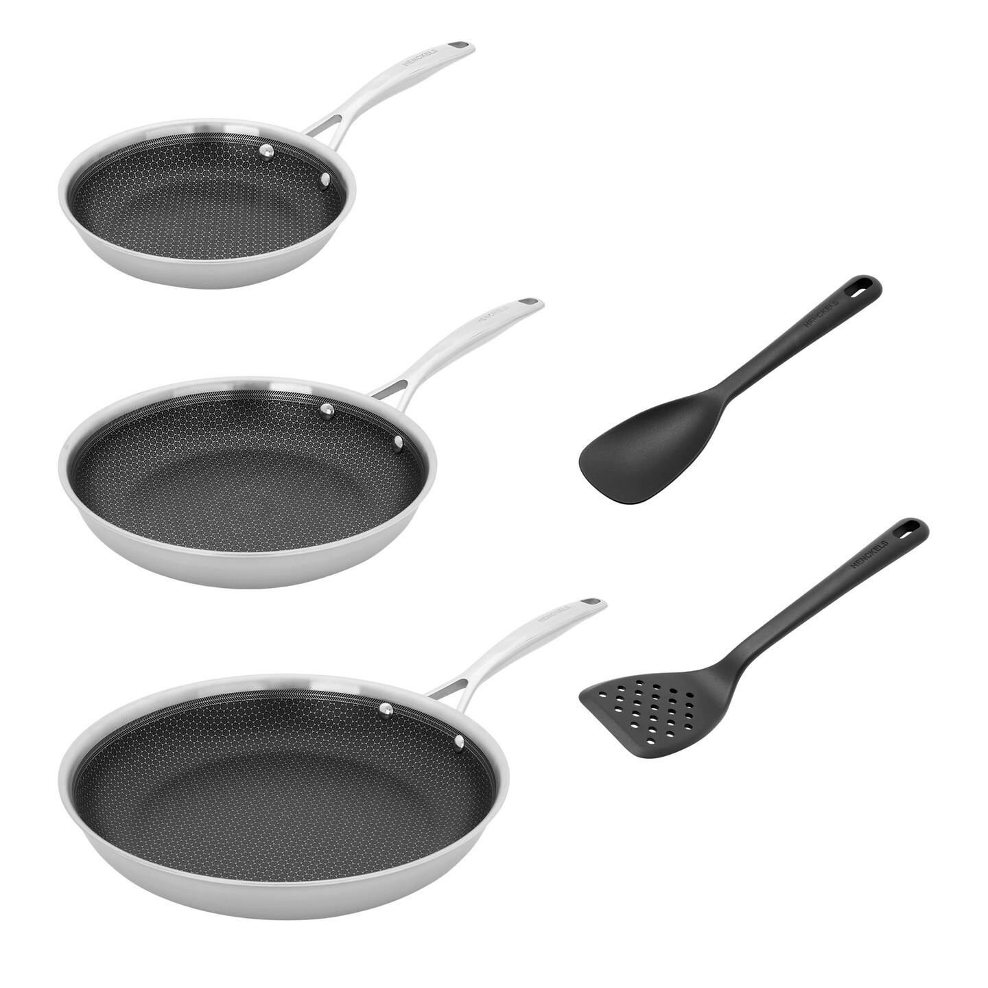 HENCKELS Paradigm 3-pc Fry Pan Set with Bonus Turner &#x26; Serving Spoon