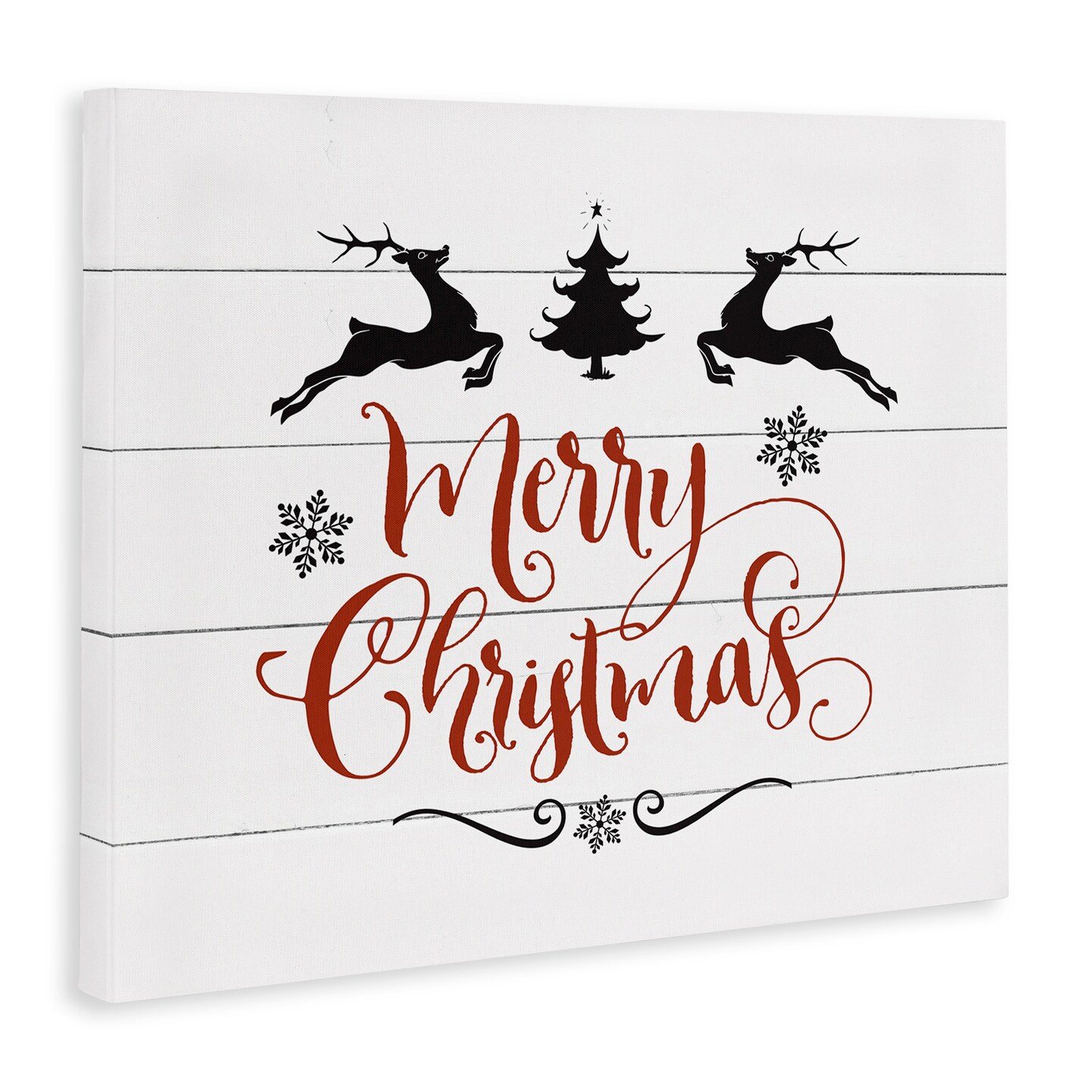 Stupell Industries Merry Christmas with Reindeer Canvas Wall Art