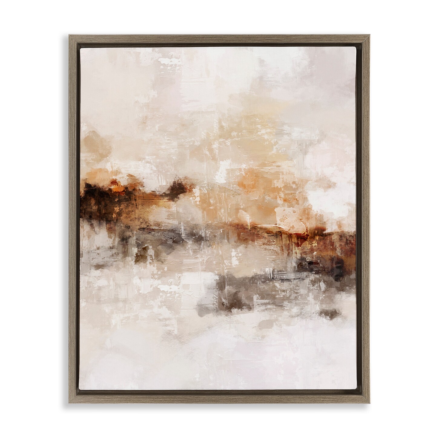 Stupell Industries Beige & Brown Abstract Framed Floater Canvas Wall Art