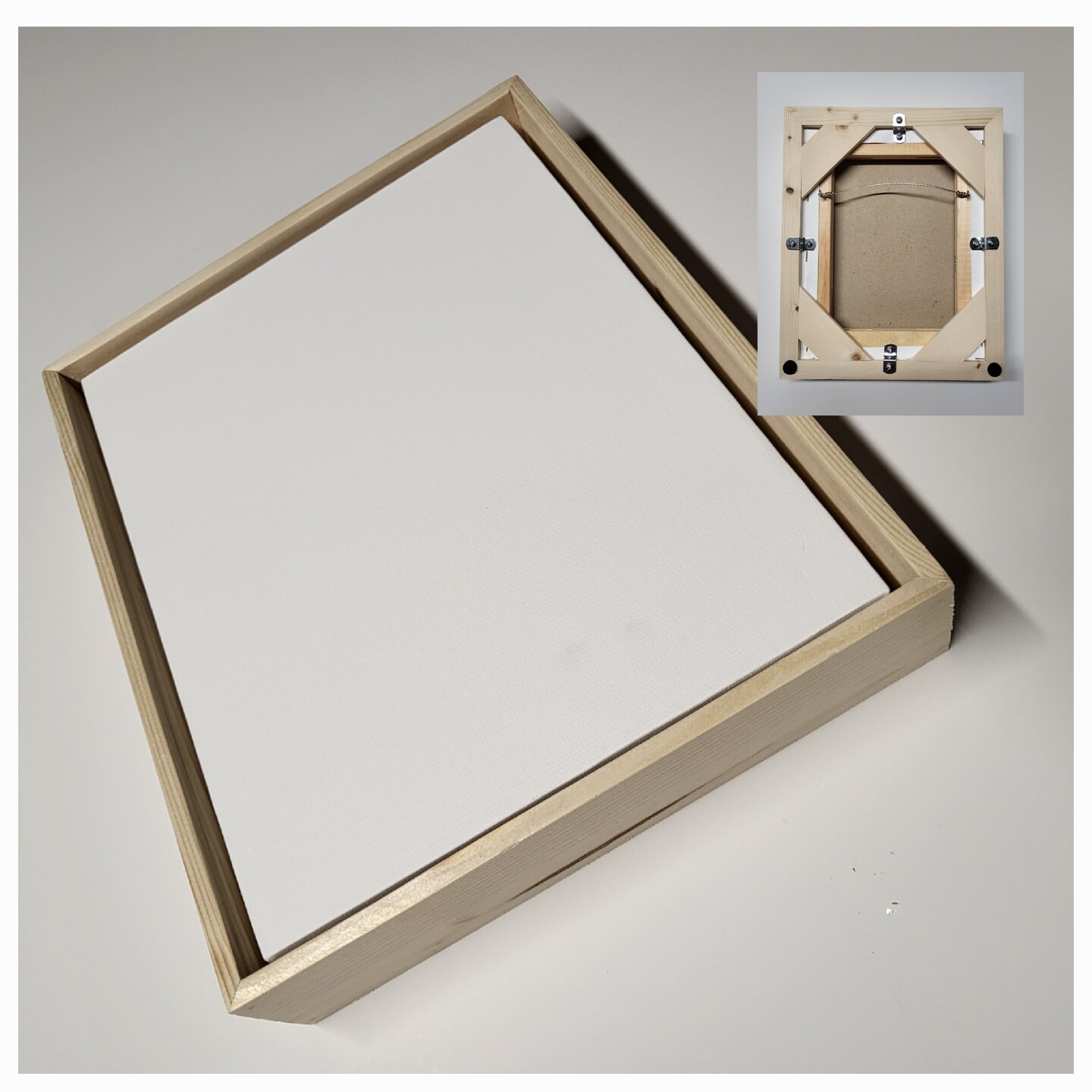 24 x 24 Thin Border Canvas Floating Frame Made to Order Canvas Frame Solid Wood Float Frame Handpainted Custom Sizes and Canvas
