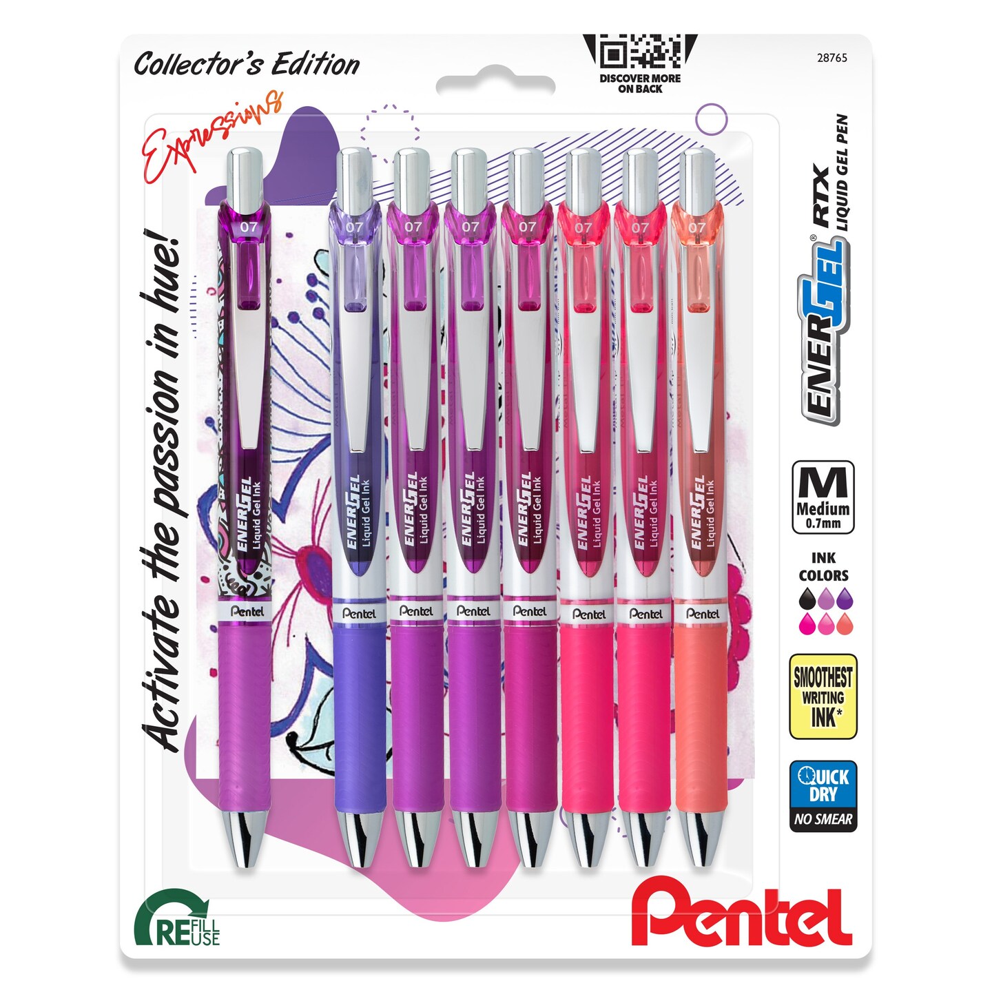 Pentel EnerGel RTX Retractable Liquid Gel Pens 0.7mm 8/Pkg