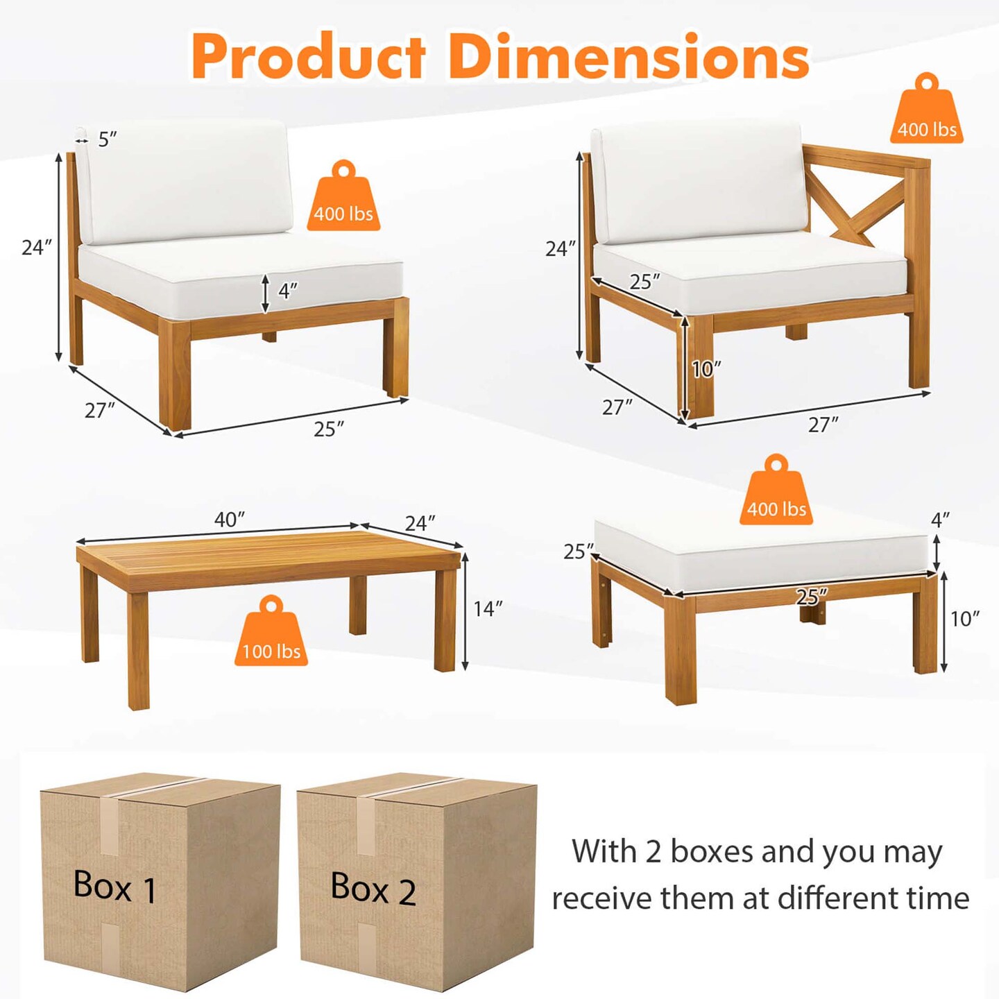 Costway 5 PCS Outdoor Conversation Furniture Set with 3 Chairs 1 Ottoman 1 Coffee Table