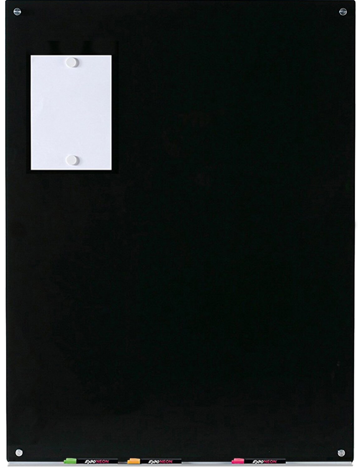 Audio-Visual Direct Magnetic Black Glass Dry-Erase Board Set Includes Magnets, Hardware &#x26; Marker Tray