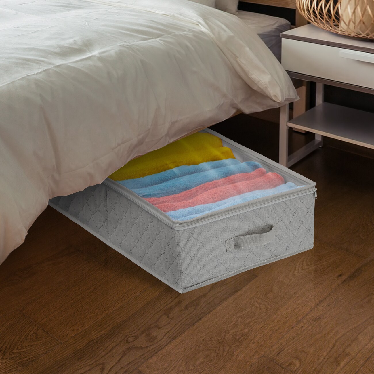 Sorbus Medium Clothes Storage Bag 1 Pack - Foldable Blanket Storage Bins for Organizing with Window, Lids, and Handles