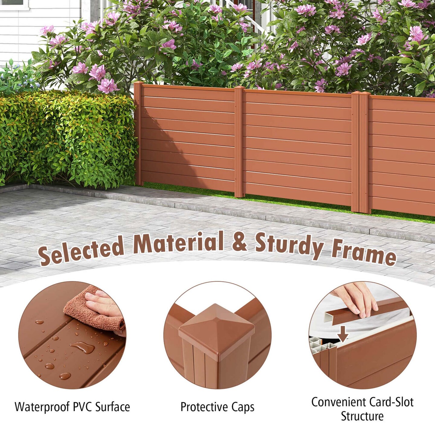 Costway 2/4 Pack 48" x 37.5" Air Conditioner Fence Screen Panel Kit with 3 Ground Stakes Brown