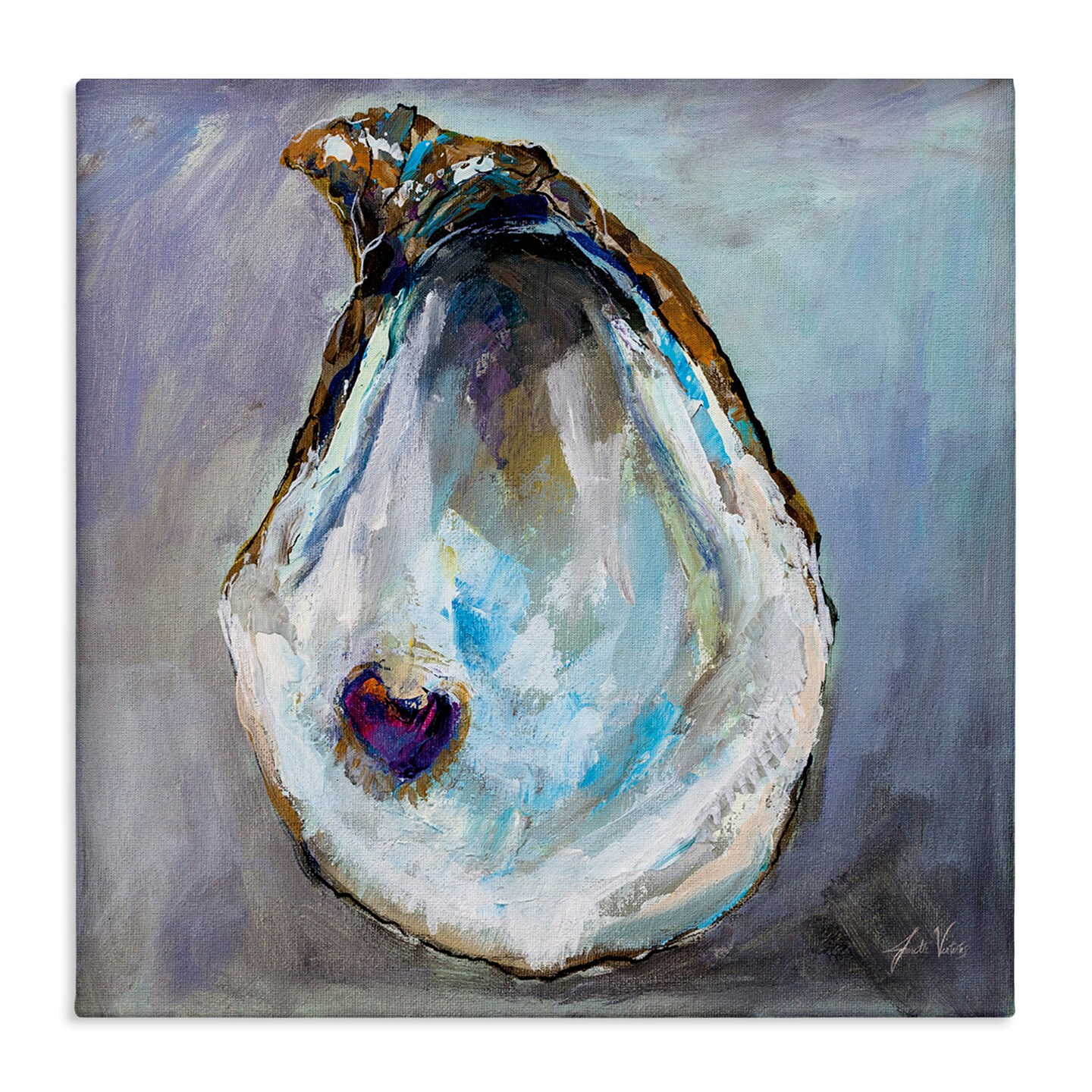 Stupell Industries Oyster Shell with Pearl Canvas Wall Art