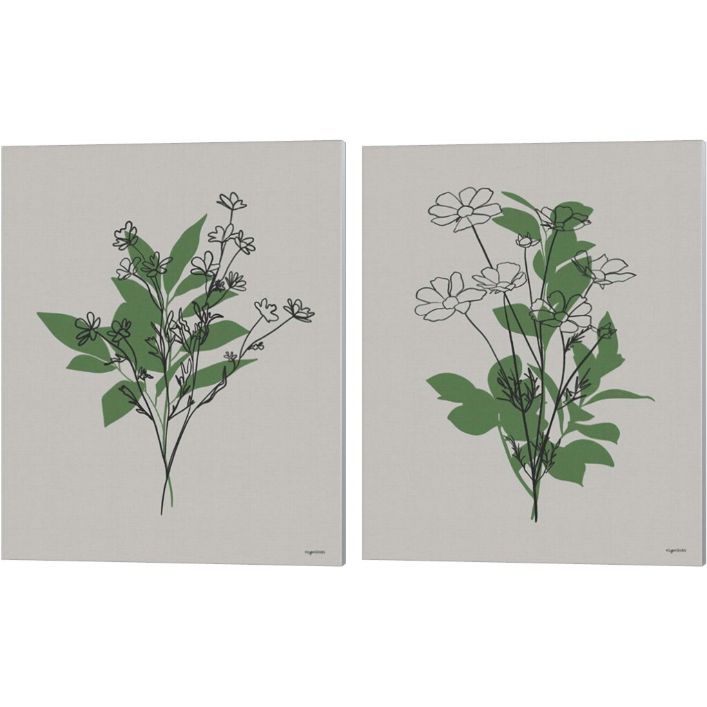 Line Botanical by Kyra Brown 12" x 15" Canvas Wall Art (Set of 2)