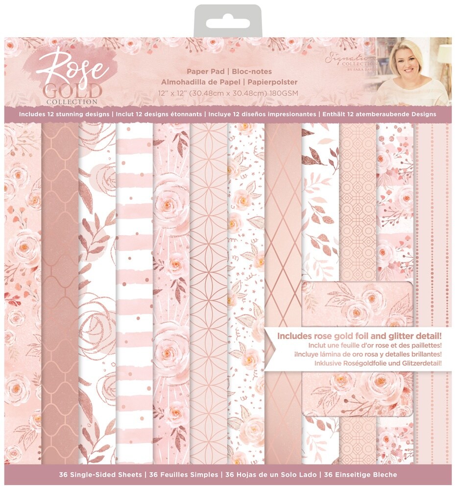 Crafter&#x27;s Companion Paper Pad 12&#x22;X12&#x22;-Rose Gold
