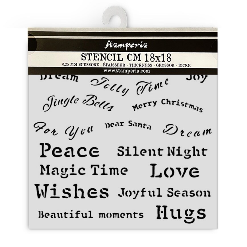 Stamperia Stencil 7&#x22;X7&#x22;-Classic Christmas Quotes