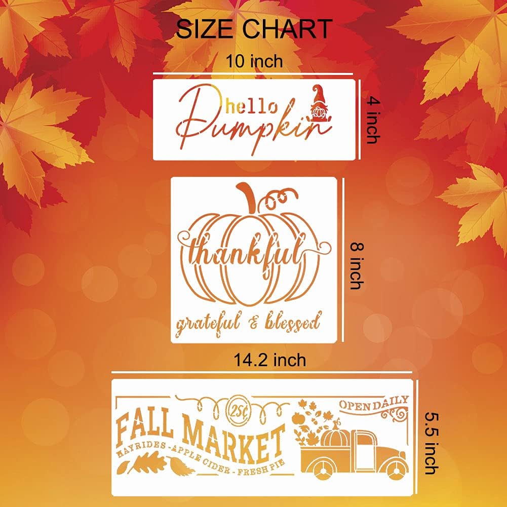 Fall Stencils: Pumpkin Stencil, Thanksgiving Stencil for Painting on Wood, Autumn Thankful Stencil for Porch, Wood Signs, Door Canvas Fabric