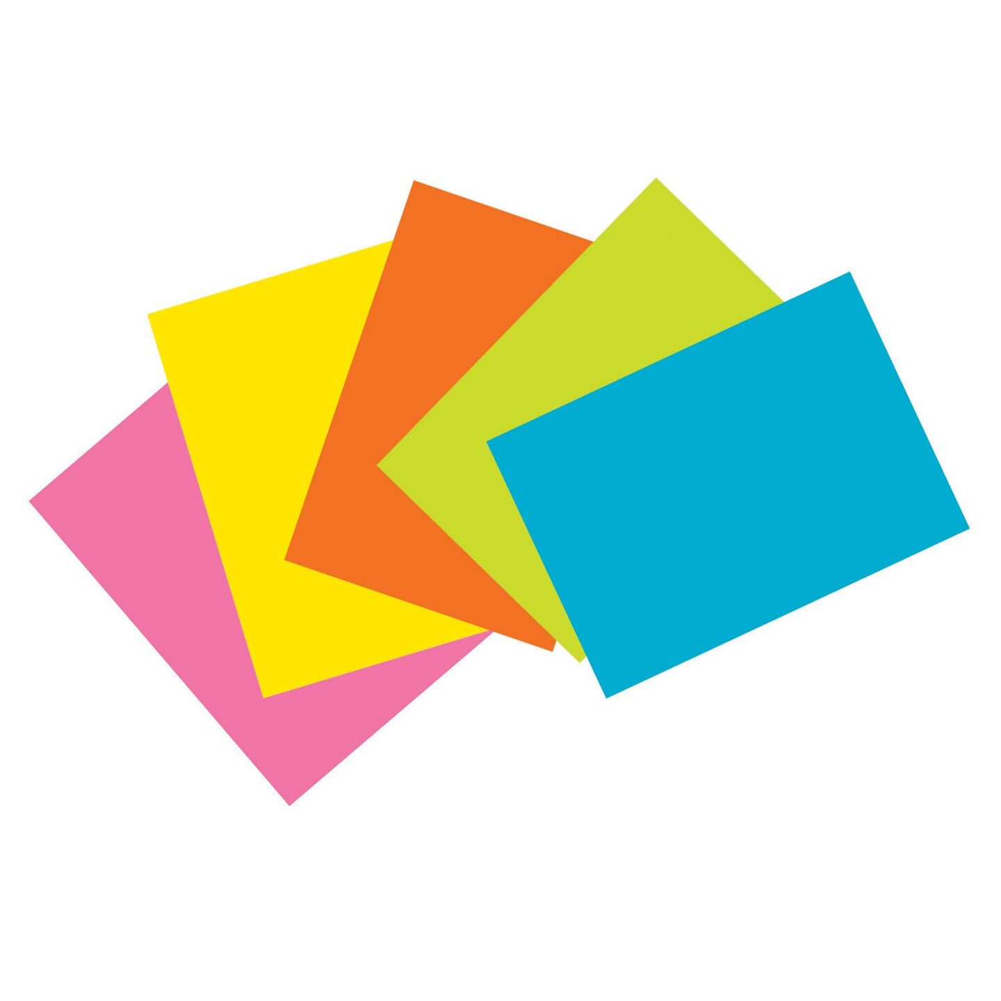 Index Cards, 5 Super Bright Assorted Colors, Unruled, 4&#x22; x 6&#x22;, 100 Cards