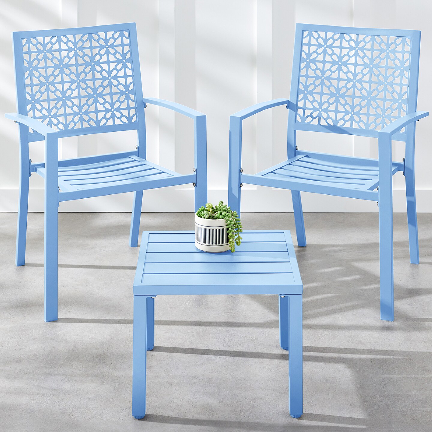 Best Choice Products 3-Piece Stackable Patio Bistro Set, Outdoor Chat Furniture w/ 2 Chairs, Table