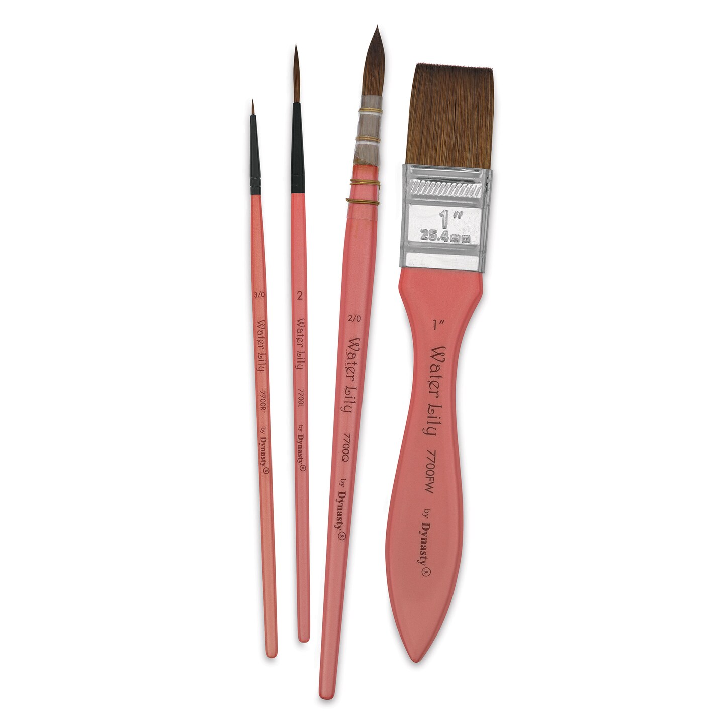 Dynasty Water Lily Watercolor Brushes - Set 4, Short Handle, Set of 4