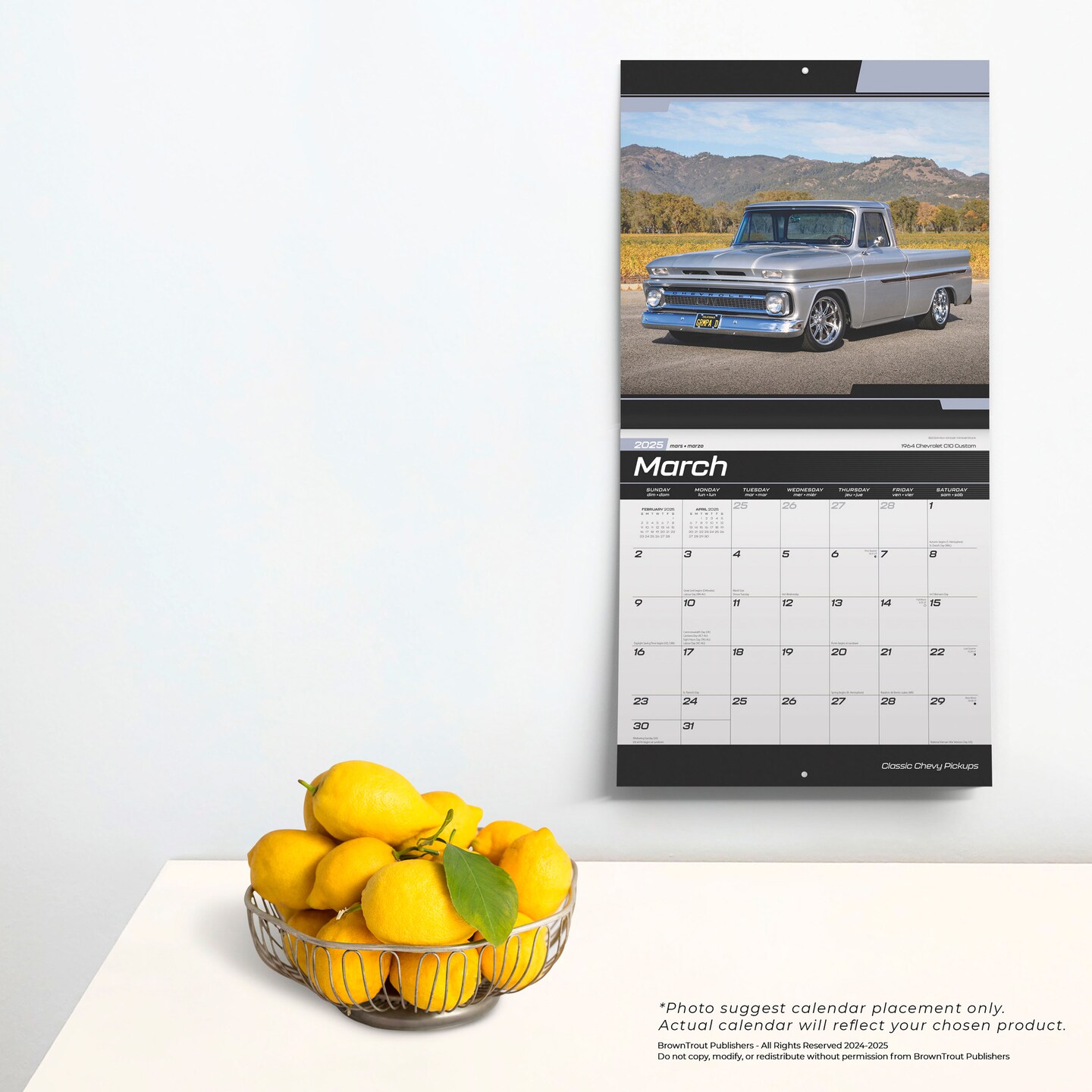 Classic Chevy Pickups OFFICIAL | 2025 12 x 24 Inch Monthly Square Wall Calendar | Foil Stamped Cover | Plastic-Free | BrownTrout | Chevrolet Motor Truck