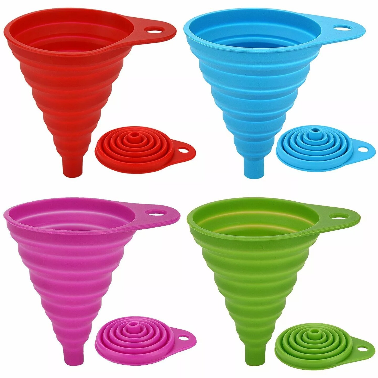 Kitcheniva 4 Pcs Silicone Collapsible Funnel Set