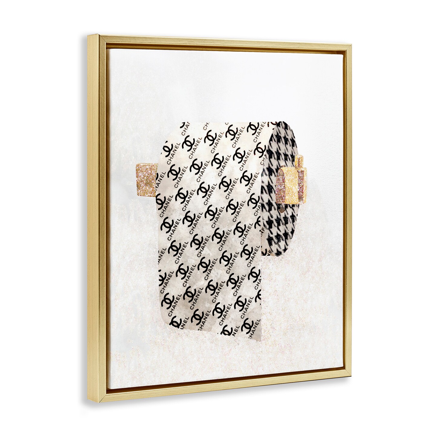 Stupell Industries Fashion Glam Toilet Paper Framed Floater Canvas Wall Art