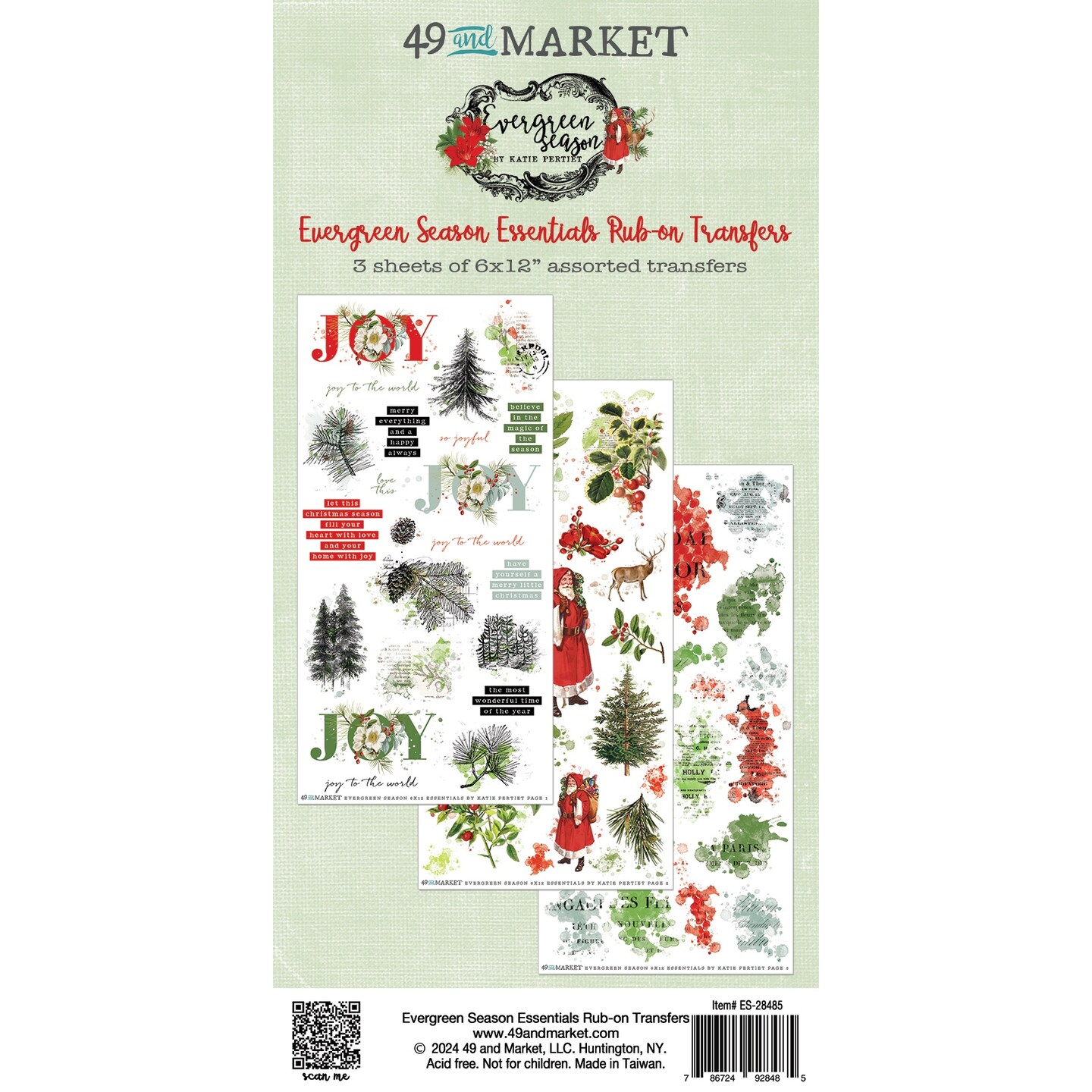 49 And Market Rub-On Transfer Set-Essentials, Evergreen Season
