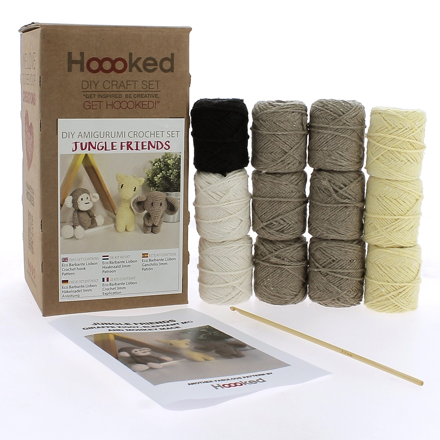 Hoooked Amigurumi DIY Kit W/Eco Barbante Yarn-Jungle Friends