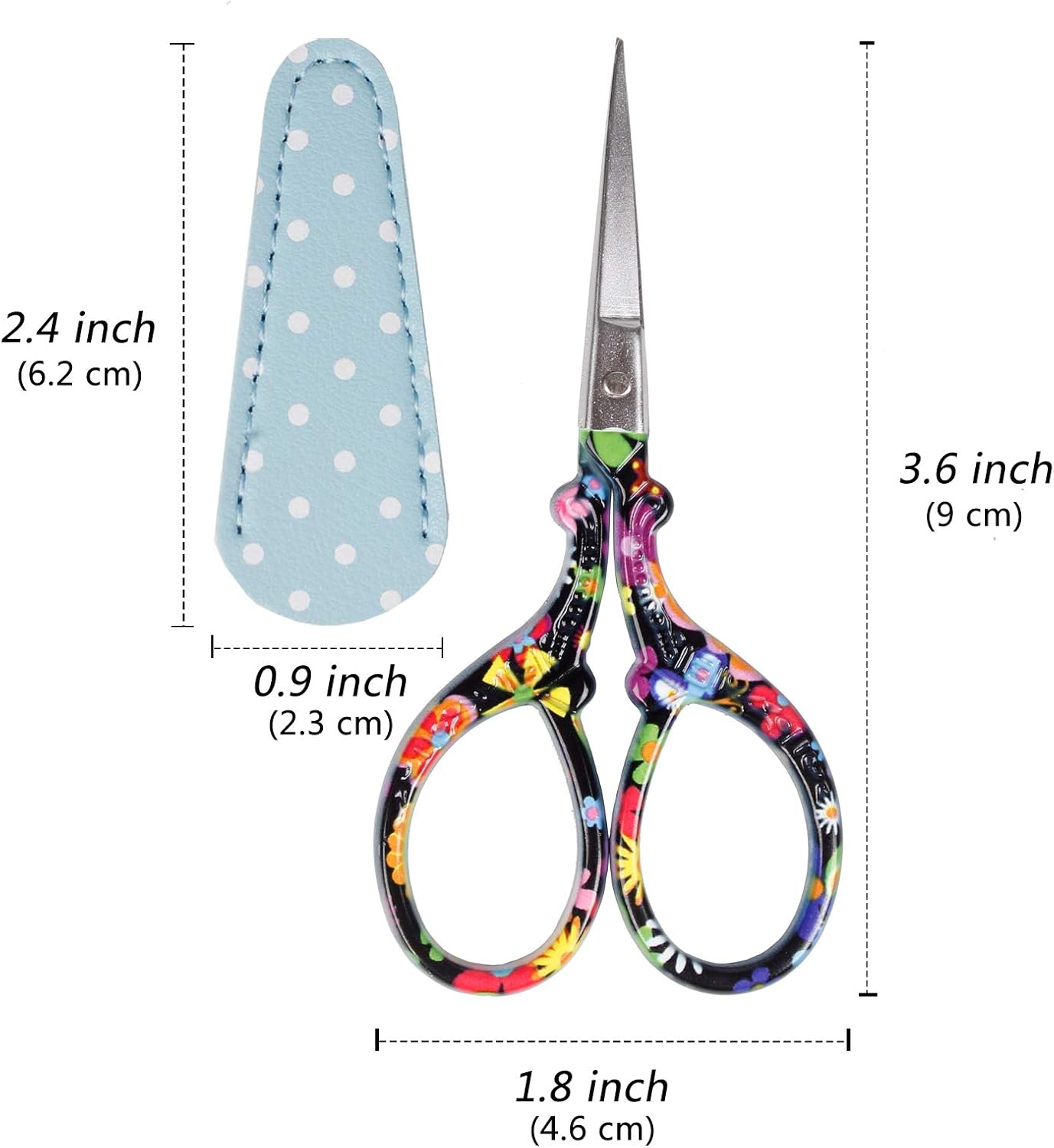 Sewing scissors sharp embroidery crafting threading scissors with leather scissor cover for needlework craft art work manual handicraft diy tool