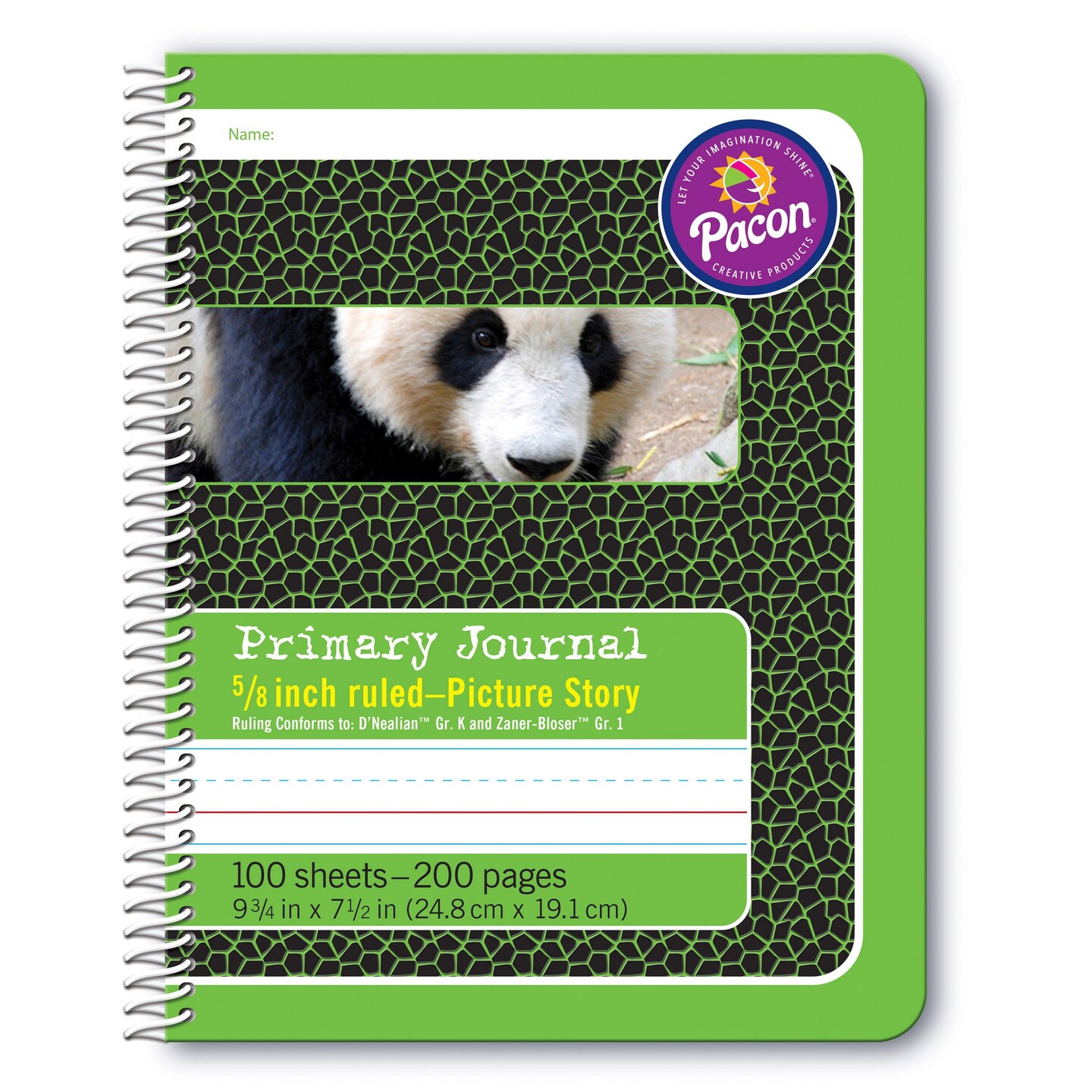 Primary Composition Book, Spiral Bound, D&#x27;Nealian/Zaner-Bloser, 5/8&#x22; x 5/16&#x22; x 5/16&#x22; Picture Story Ruled, 9-3/4&#x22; x 7-1/2&#x22;, 100 Sheets