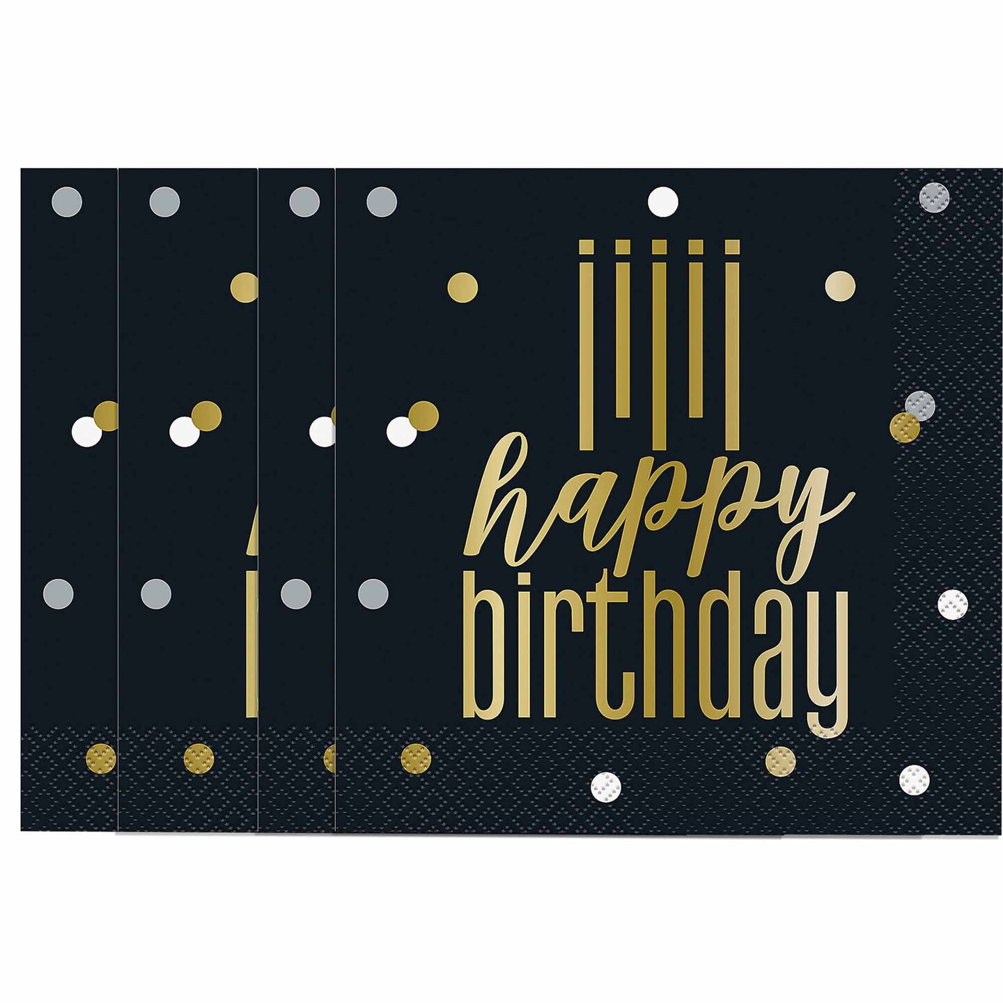 Metallic Happy Birthday Luncheon Napkins 16 Ct