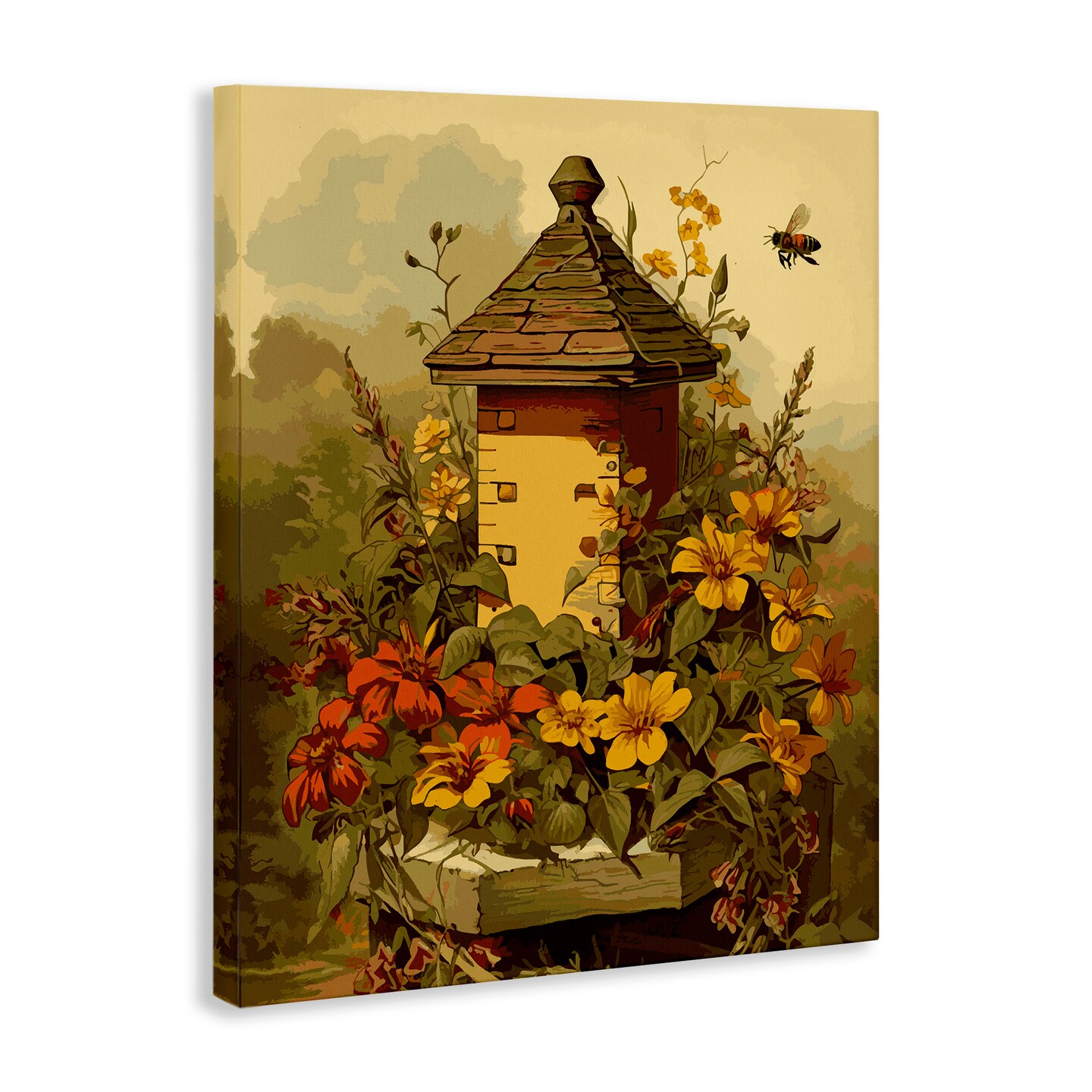 Stupell Industries Bees &#x26; Floral Architecture Canvas Wall Art