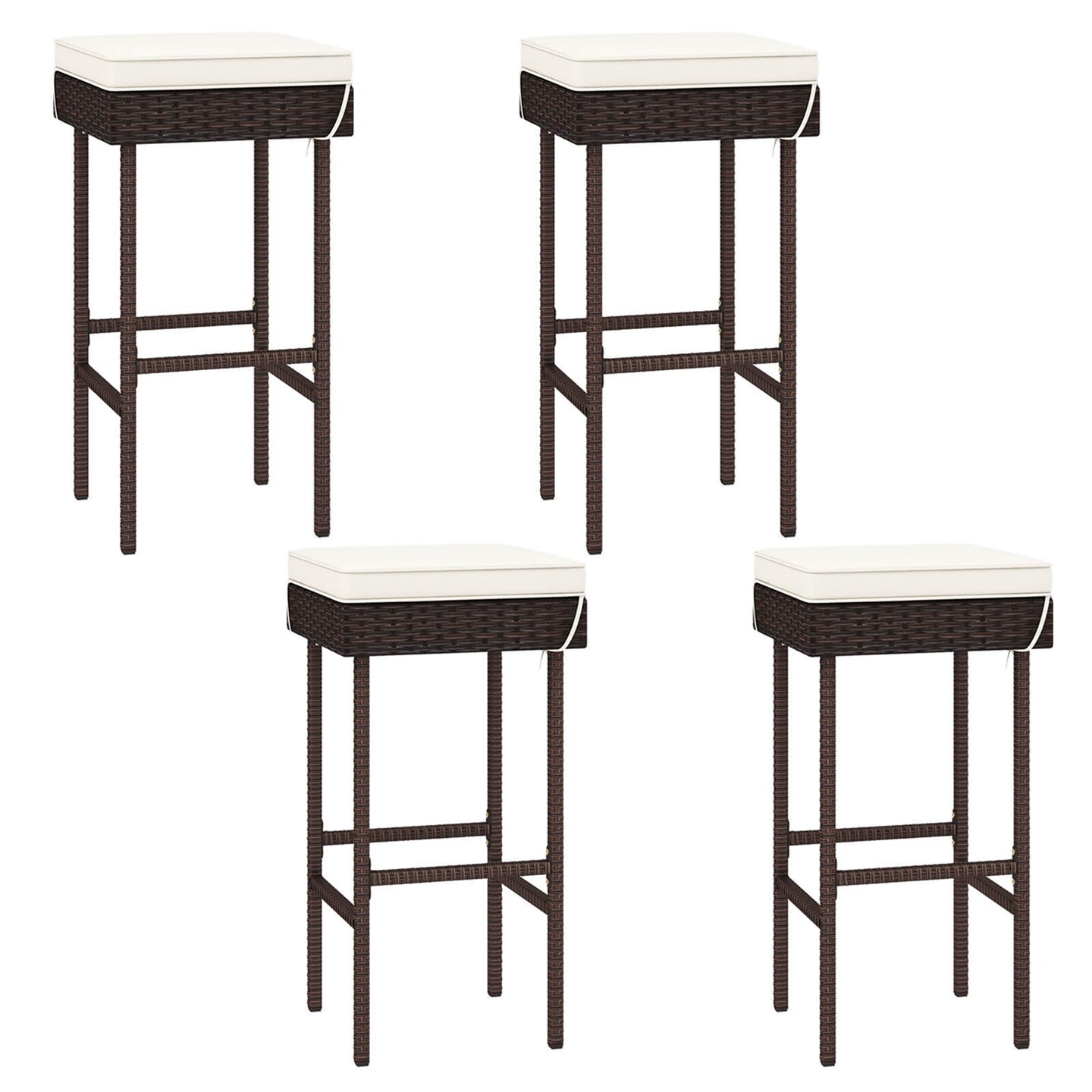 Costway Patio Rattan Barstools Set of 2/4 Outdoor Wicker Bar Height Chairs with Footrest