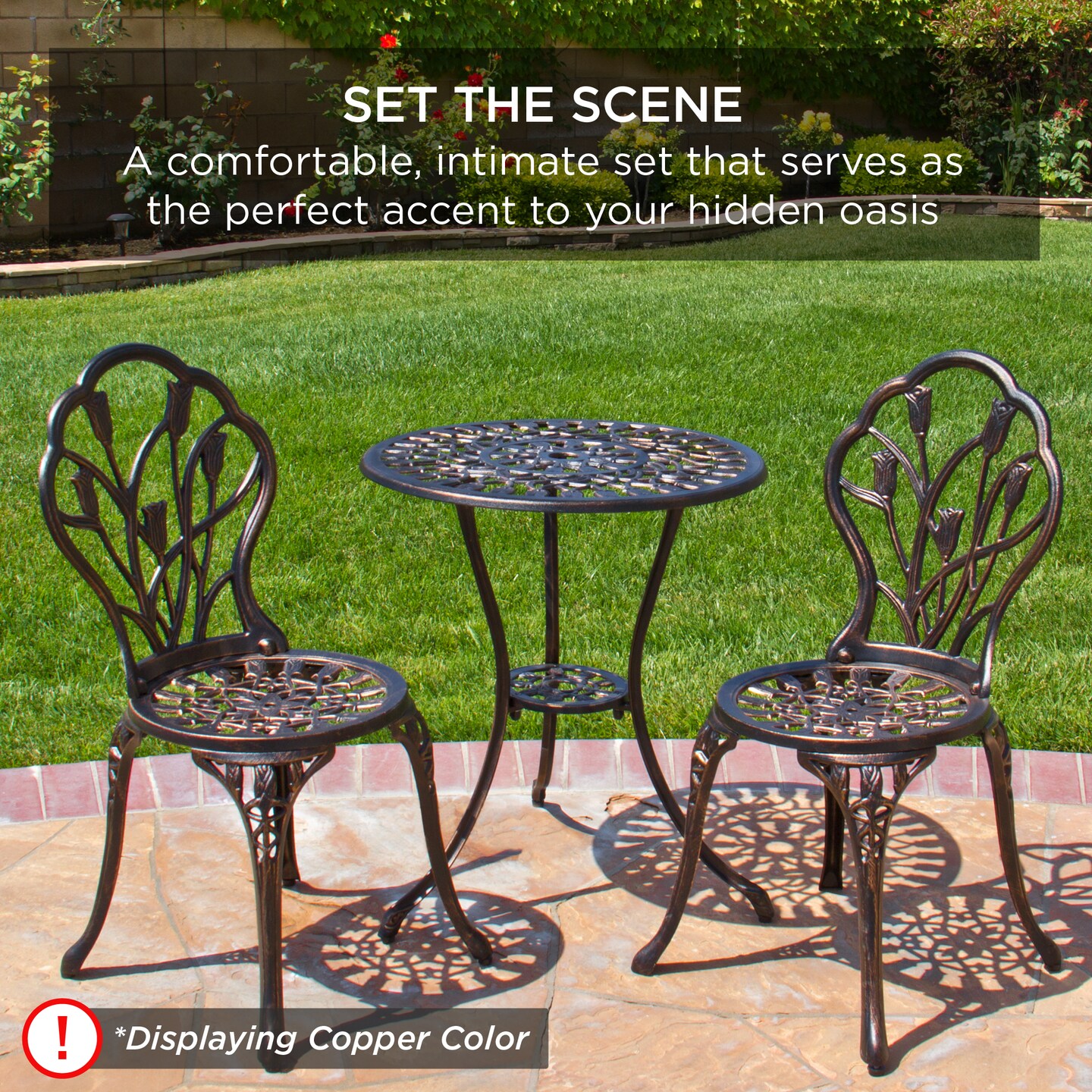 Best Choice Products 3-Piece Cast Aluminum Patio Bistro Furniture Set w/ Antique Finish