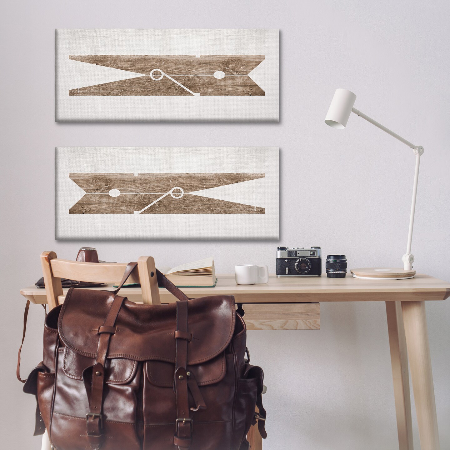 Stupell Industries Minimal Laundry Clothespins Canvas Wall Art