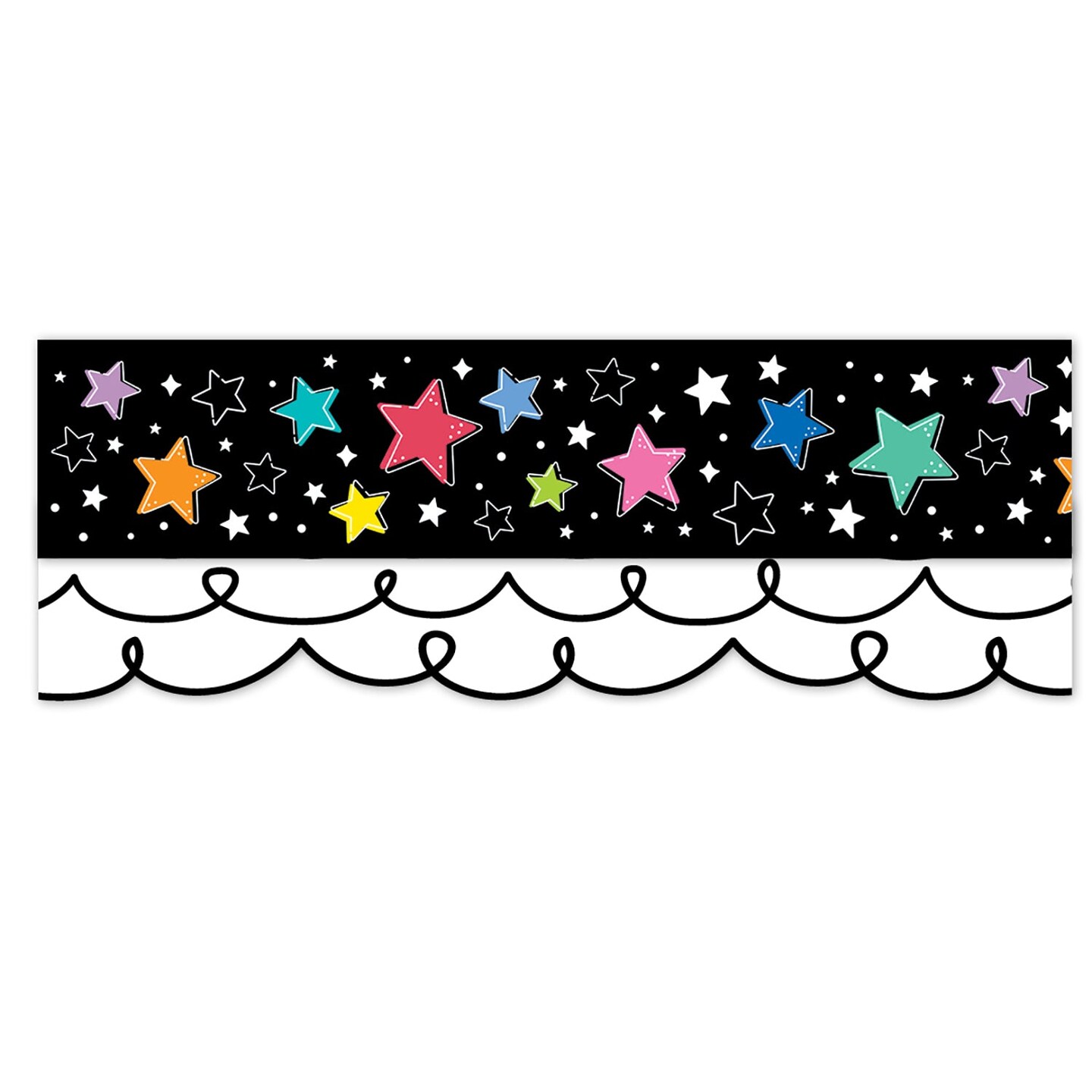 Colorful Stars On Black Ez Border Star Bright