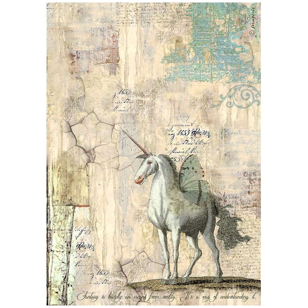 Stamperia Rice Paper Sheet A4-Wonderland Unicorn