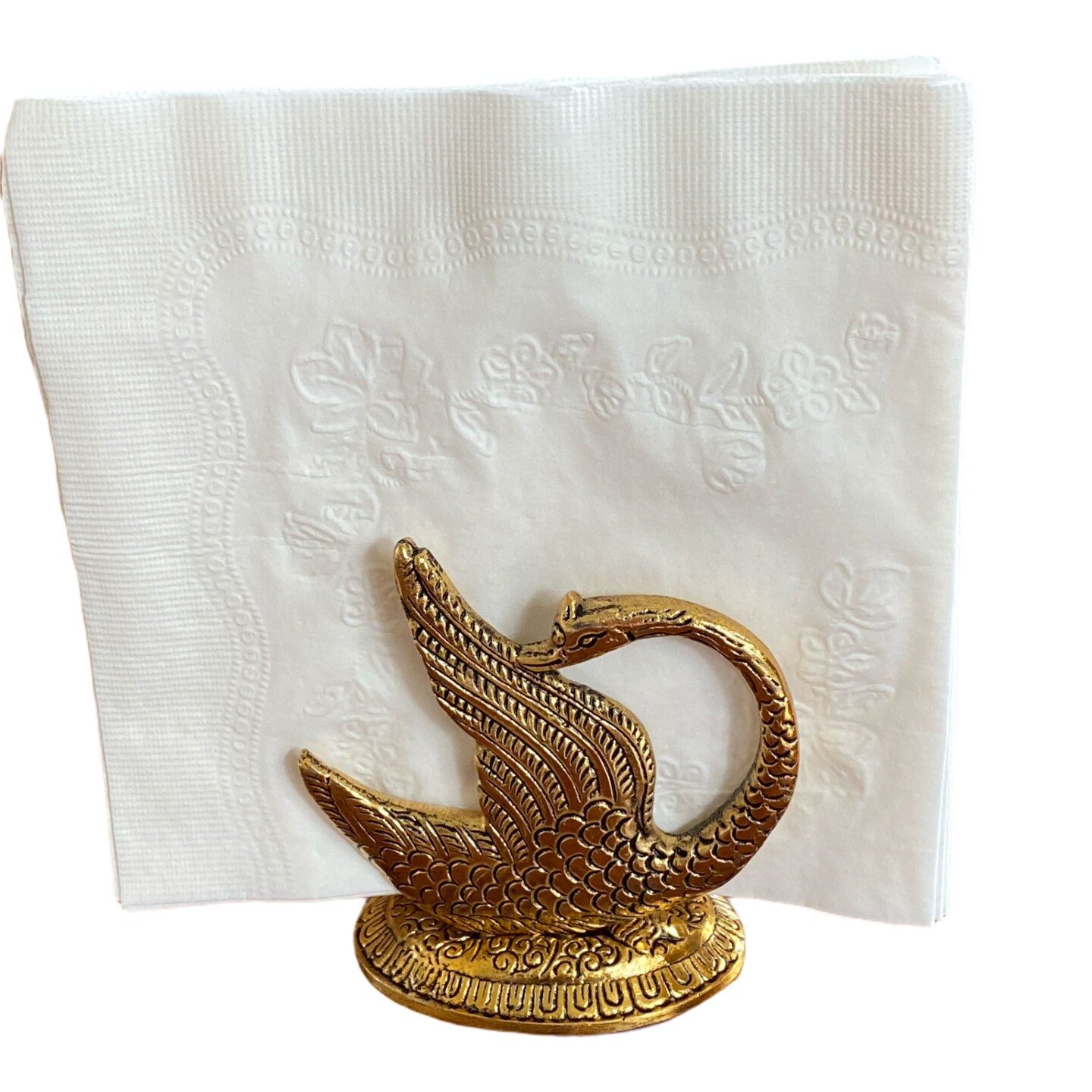 Brass Metal Swan Duck Shape Tissue Holder - Beautiful Vintage Napkin Tissue Paper Holder for Dining Table