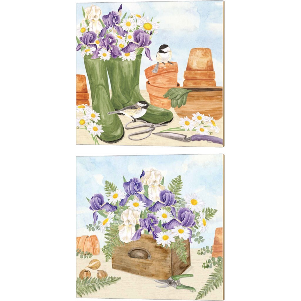 In My Garden B by Tara Reed 14" x 14" Canvas Wall Art (Set of 2)
