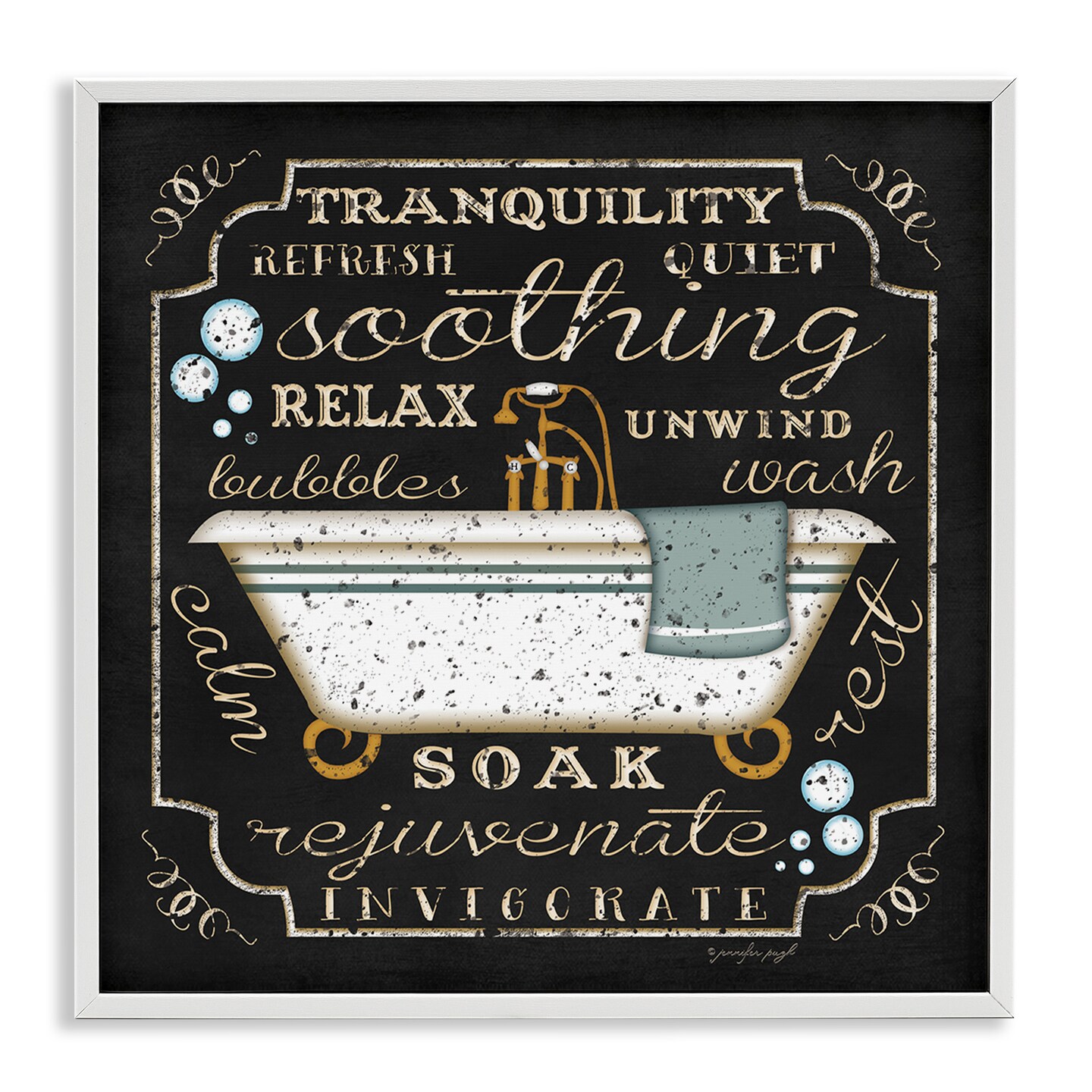 Stupell Industries Country Bathtub with Various Phrases Framed Giclee Art