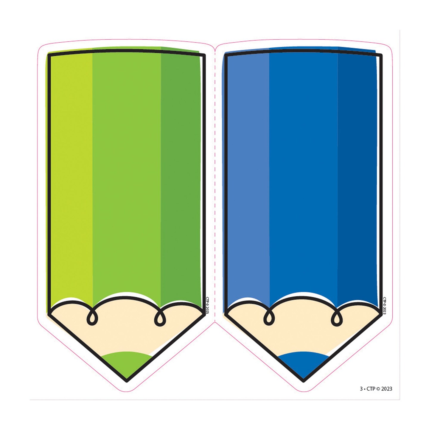 Core Decor Colorful Doodle Pencils 6 Inch Designer Cut-Outs, Pack of 72