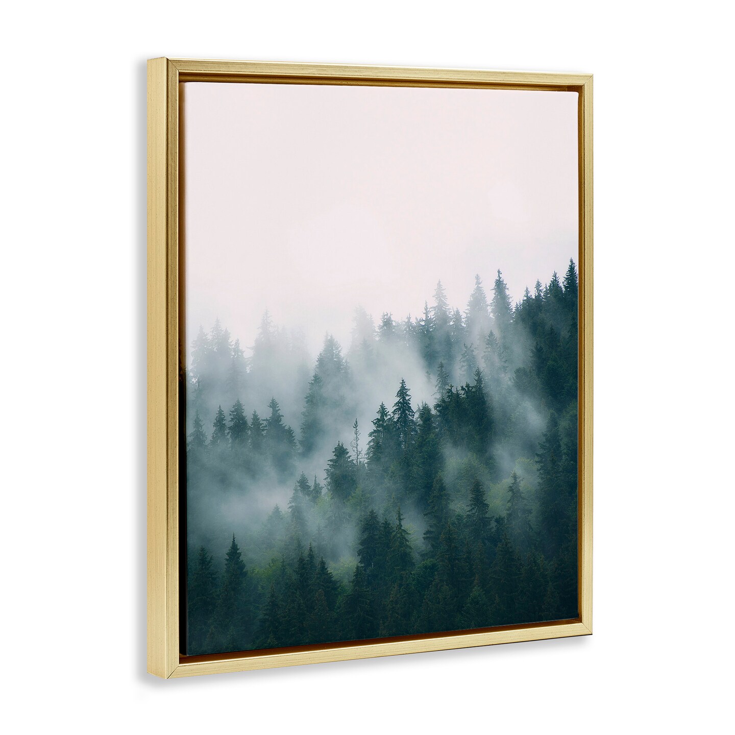 Stupell Industries Misty Forest Trees Framed Floater Canvas Wall Art