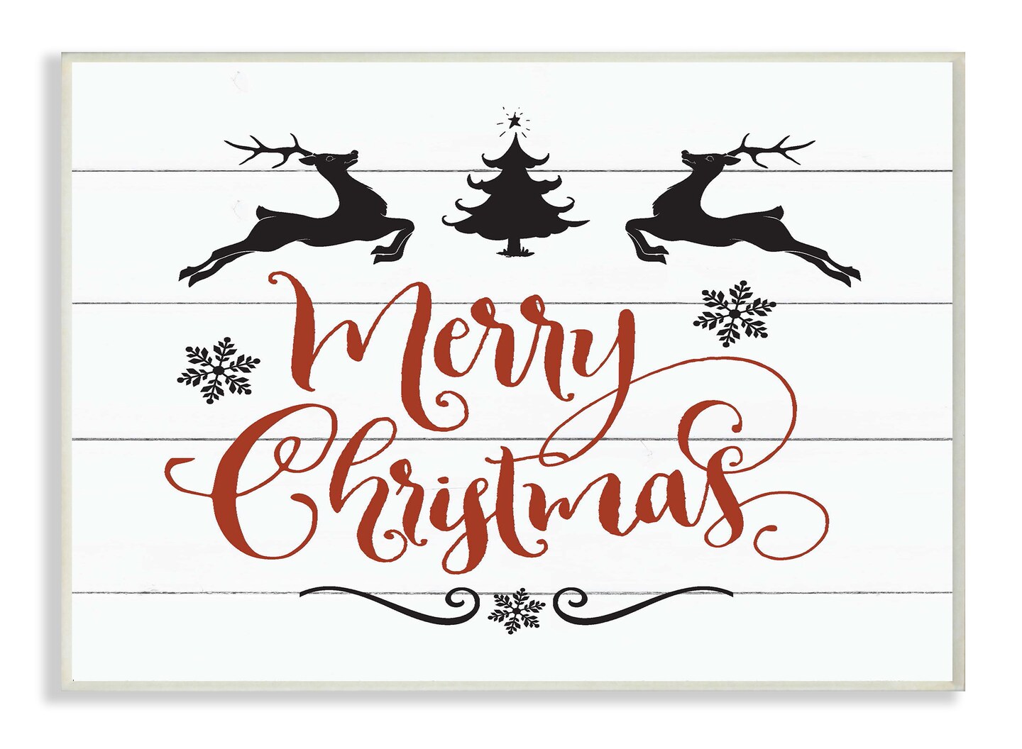 Stupell Industries Merry Christmas with Reindeer Wall Plaque Art